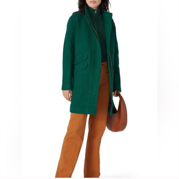 J Crew Stadium Wool Cocoon Coat Forest Green 10 - Picture 5 of 12